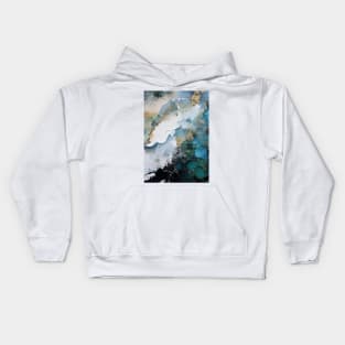 Turquoise and Gold Abstract Art Kids Hoodie